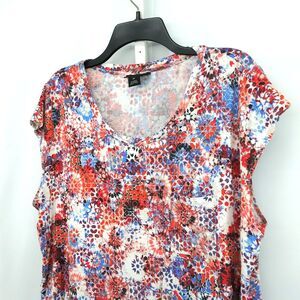 Nue Options Shirt Womens Size 1X Multicolor Cap Sleeve Scoop Neck Pullover Top